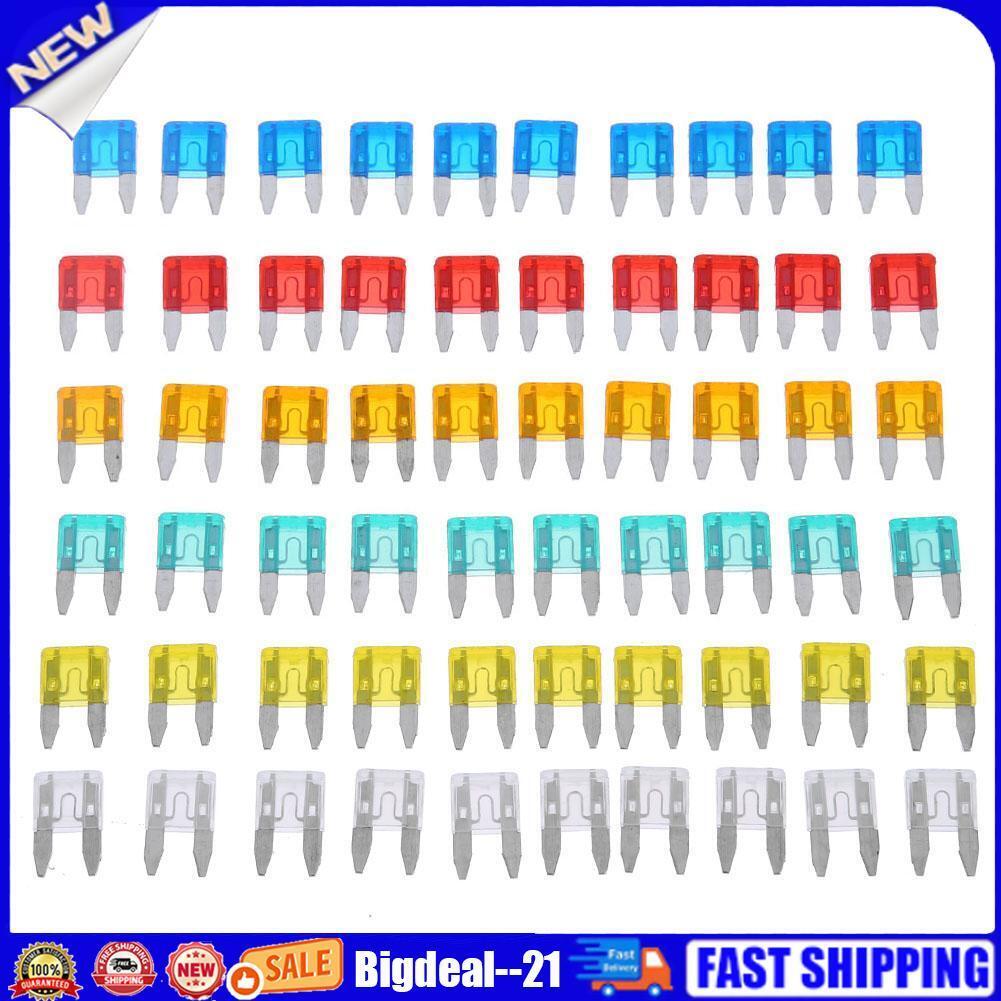 60pcs Auto Car Truck Mini Fuse Blade 5A 10A 15A 20A 25A 30A Mixed Set Kit