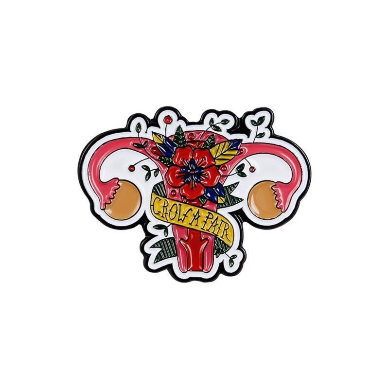 Uterine Medicine Brooches Feminist Uterus Rose Enamel Pin Decor for DIY Scarves