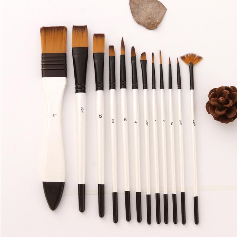 12PCS/Pack Portable Acrylic Oil Painting Brush Set for Watercolor Oil Painting