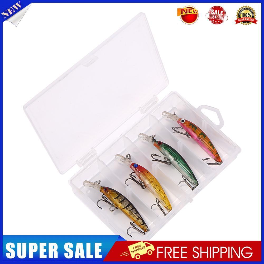 4pcs Minnow Fishing Lures Bait with Treble Hooks Wobblers Fishing Tackle