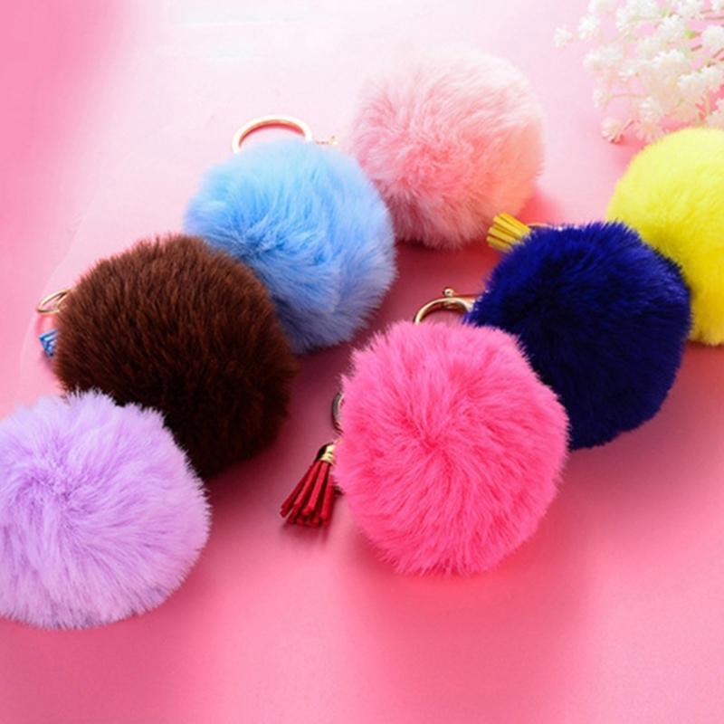 50 Pieces Faux Fur Ball Pom Pom Keychain Set for DIY Bag Charm Accessories