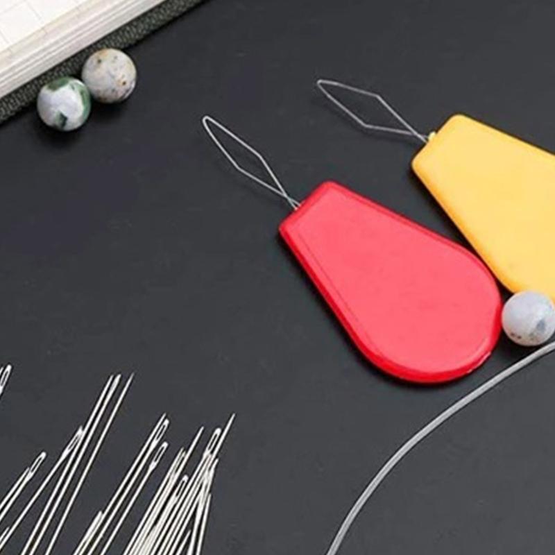 10Pcs Beading Needles 5 Sizes Big Eye Beading Needles with Threaders Thimble Kit