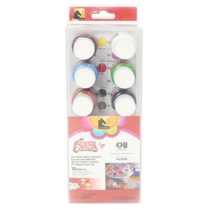 Acrylic Paint Set 12 Colors Art Supplies for Crafts Non Toxic Vibrant Colors