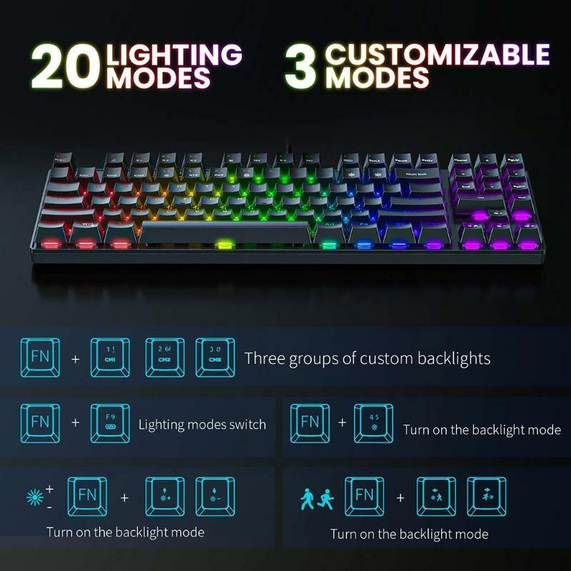 Rainbow Backlight Gaming Keyboard and Mouse Combo RGB Wired Keyboard 89 Keys