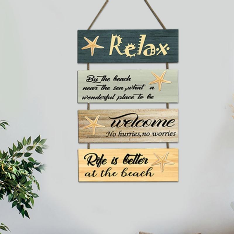 Wooden Sea Beach Wall Art Decor Hanging Ornamen Nautical Wood Sign