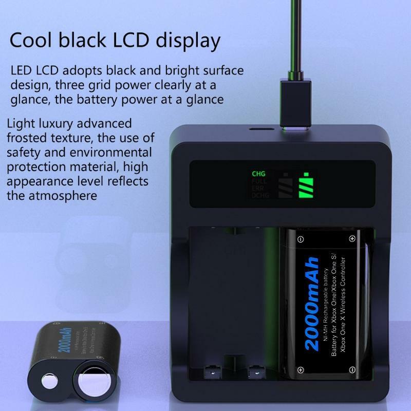 2 Pcs 2000mAh Battery Pack & Charger Station for -Xbox One/One S/One X