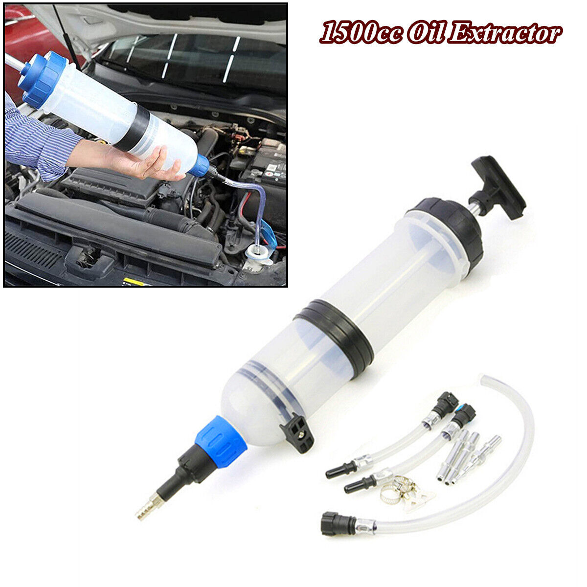 1500cc Car Oil Fluid Extractor Hand Pump Dispenser Tool Fuel Extraction Syringe