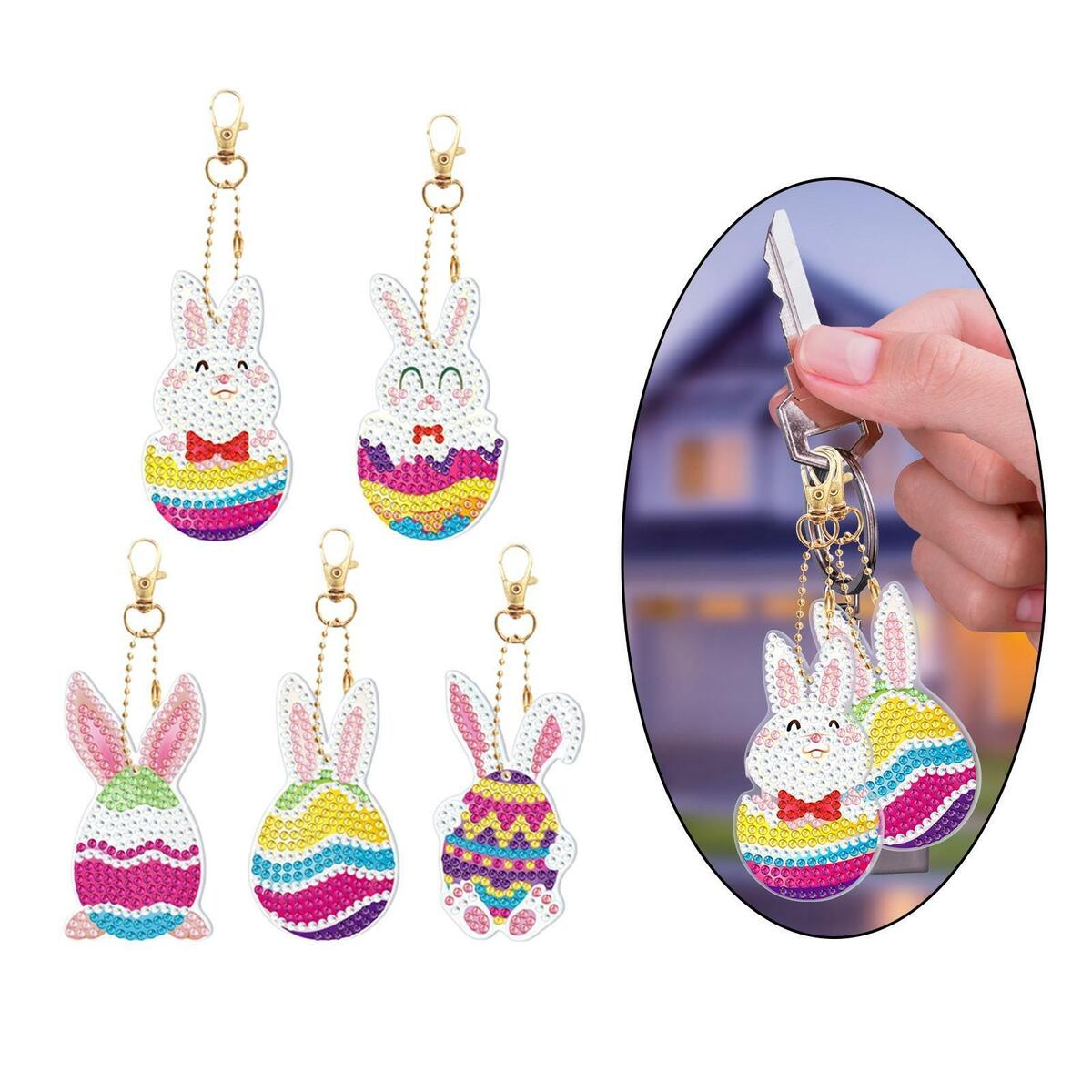 5Pcs 5D DIY  Keychain Easter for  Crystal Mosaic Making