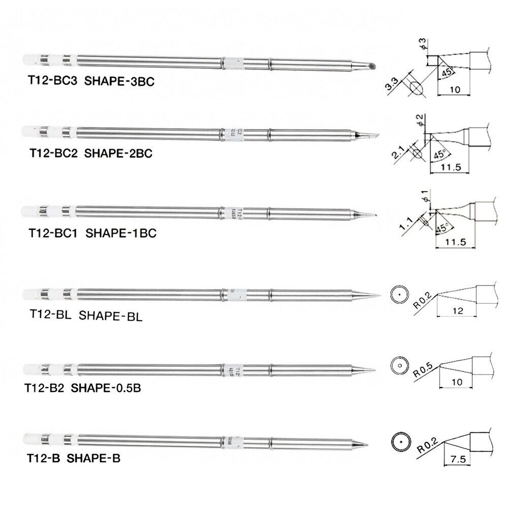 Replace 6Pcs Soldering Solder Iron Tips T12 Series Iron Tips Welding Repair Tool