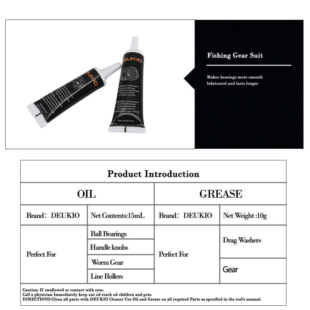 Fishing Reel Metal Bearing 15mL Lubricant Oil+ 10g Lubricating Grease Kit