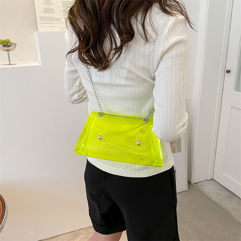 Candy Color Crossbody Bag Shoulder Women Chain PVC Jelly Purses (Yellow)