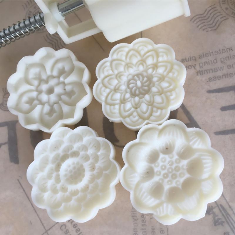 Lotus Shape Stamps Moon Cake Moulds for Mid-Autumn Festival DIY Baking Mooncake