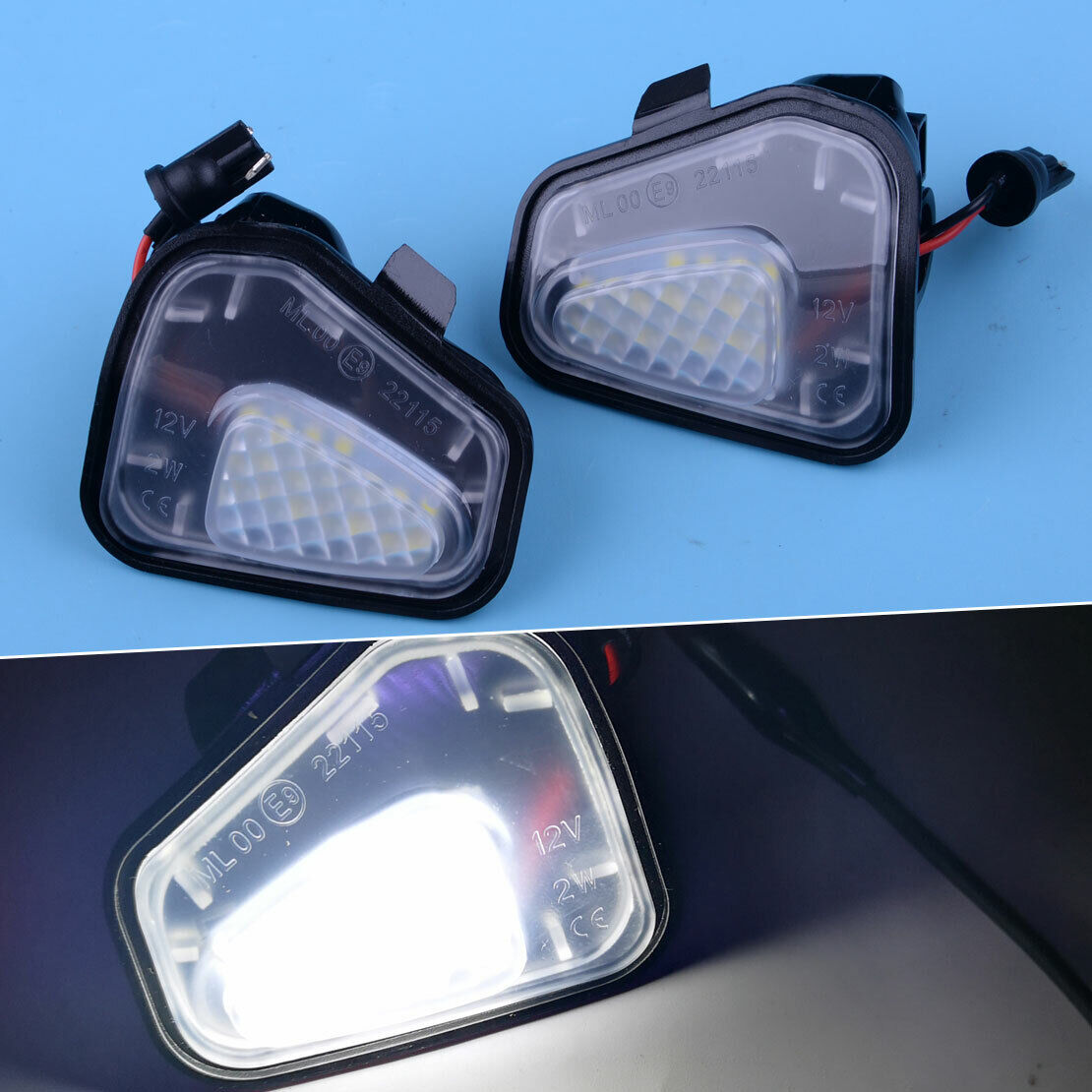2x LED Side Mirror Puddle Light Lamp Fit For CC EOS Passat Scirocco Santana Li