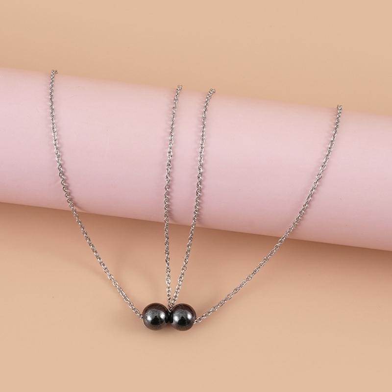 2pieces/set Non-Magnetic Black Hematite Bead Necklace Luxury Fashion Jewelry