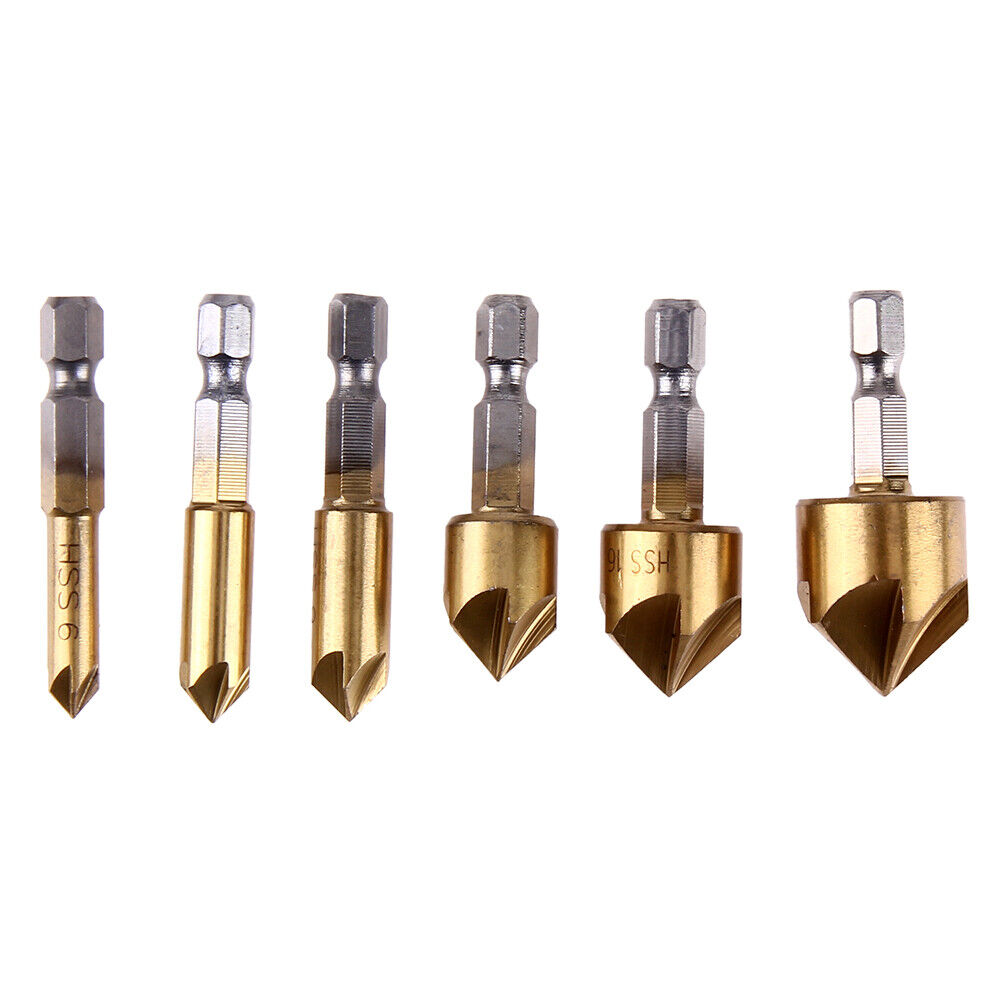 6pcs/set Metric Woodworking Countersink Drill Bit 90 Degree Steel Wood Dril
