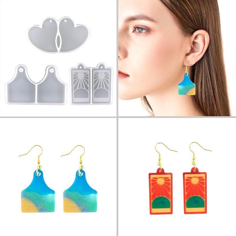 Sunshine Love Heart Earrings Epoxy Mold DIY Pendant Silicone Mold Keychain Decor