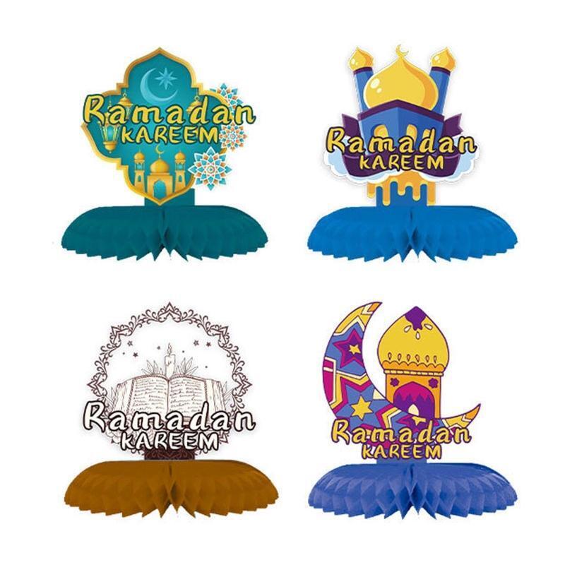 9pcs Ramadan Mubarak Decorations Kit Eid Mubarak Table Ornaments Card with Base