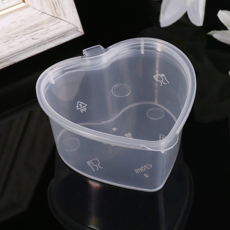 10Pcs Disposable Jello Shot Cups Set Of 70ml Heart Shaped Sauce Pot Container