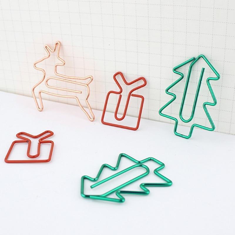 5 Pcs Unique Cartoon Paper Clip Christmas Tree Style Bookmark Clip Office Supply