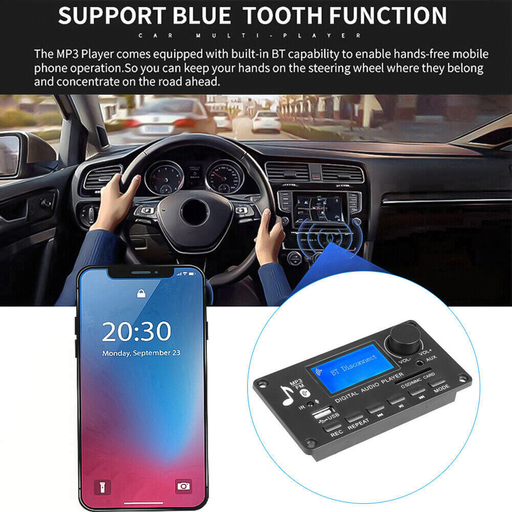 12V Amplifier MP3 Decoder Board Bluetooth-compatible FM Radio Audio Module