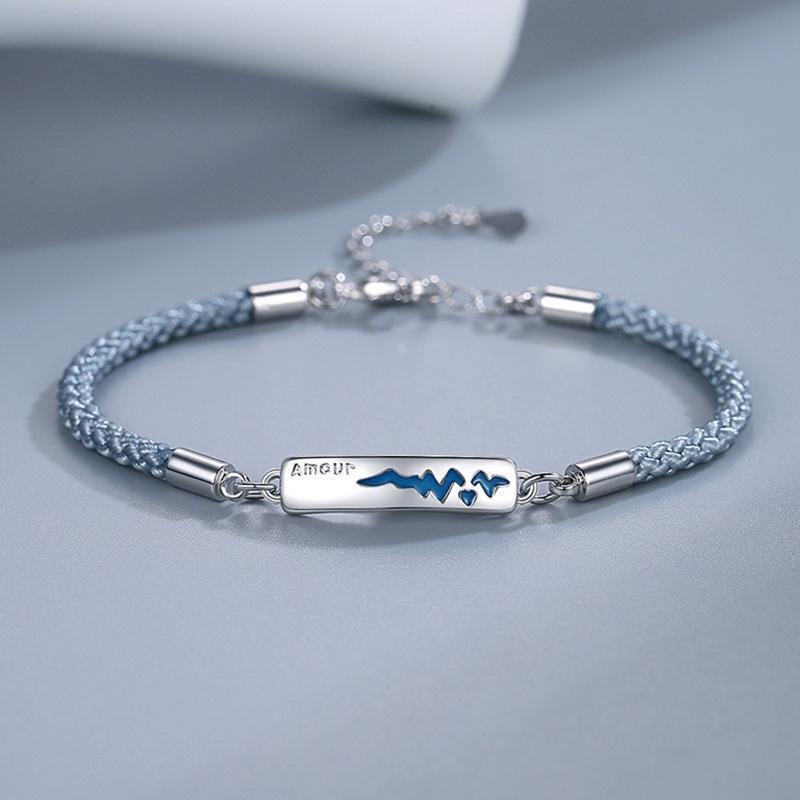 2 Pcs Alloy Couple Bracelets Temperature Change Color Mood Matching Bracelet Set