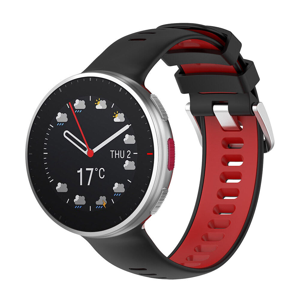 Silicone Strap for Polar Vantage V2 Watch Band Replacement (Black Red)