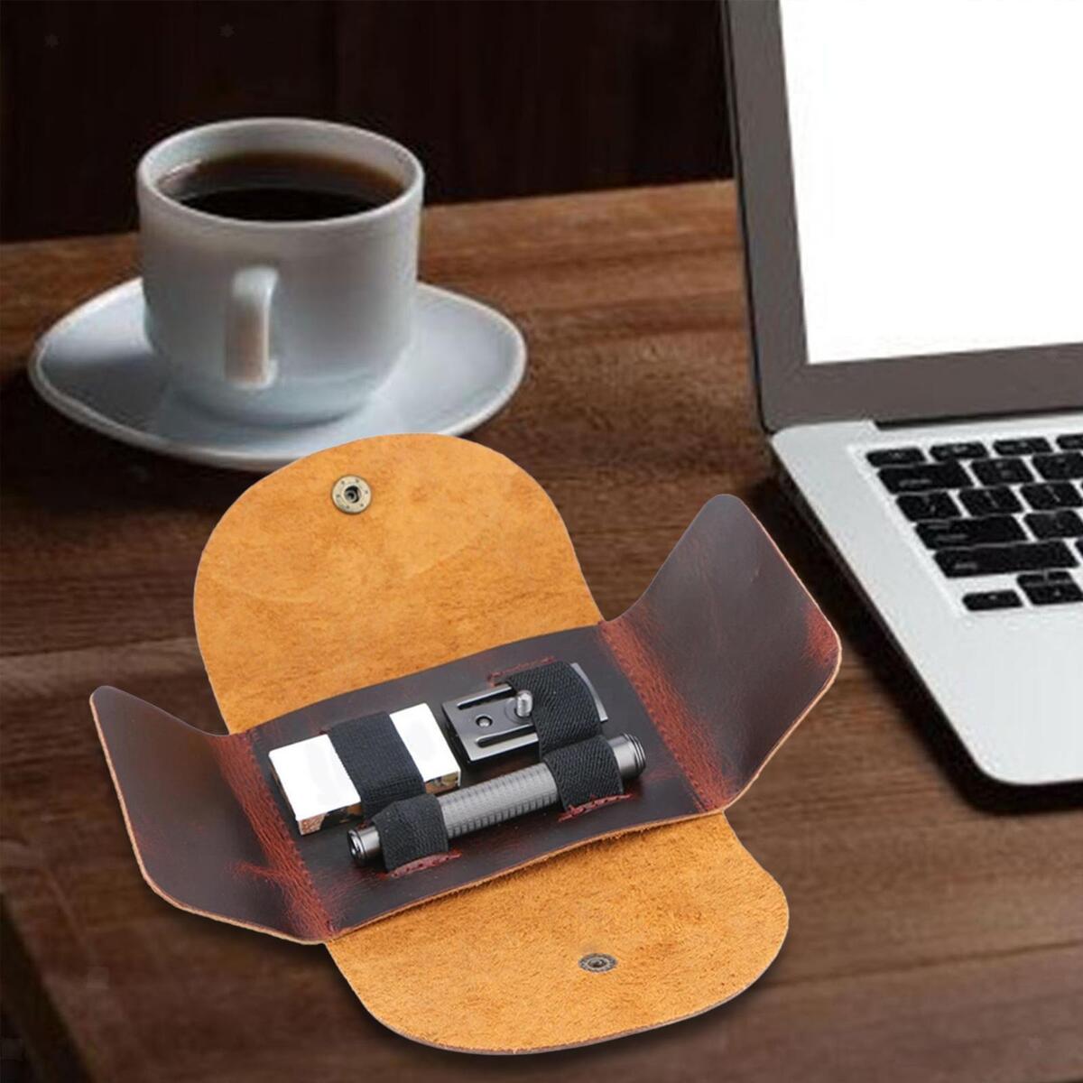 Leather Shaving Protective Case Hygienic for shaver Blades Nail Clipper Men