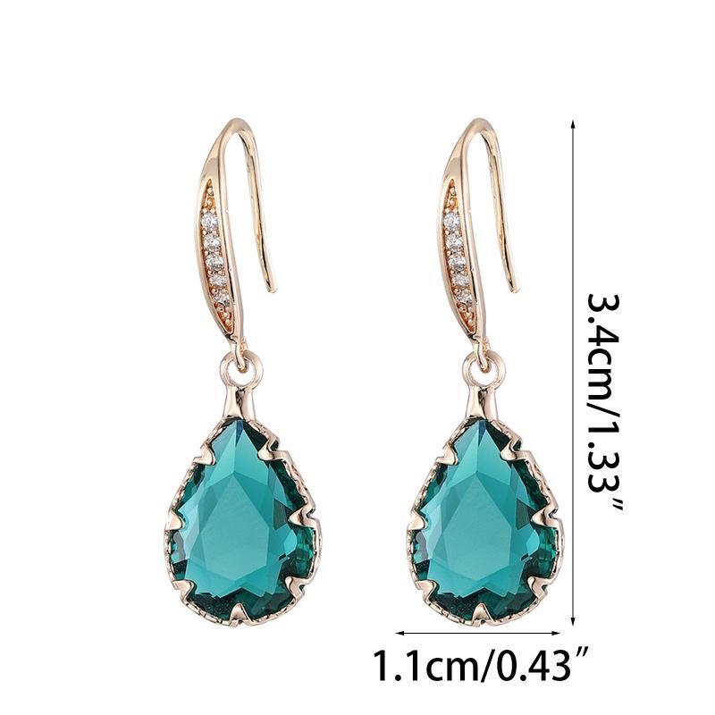 Birthstone Dangle Earrings Tourmaline Pendant Zircon Earring for Women Valentine