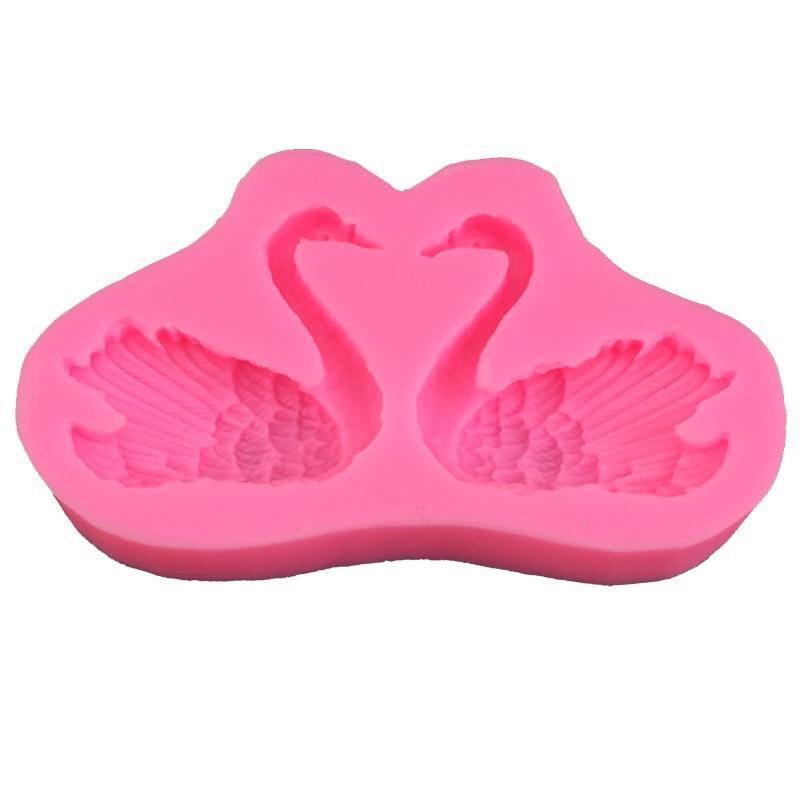 Exquisite A Pair of Swan Mold Craft Cake Chocolate Clay Soap Decorating Tool