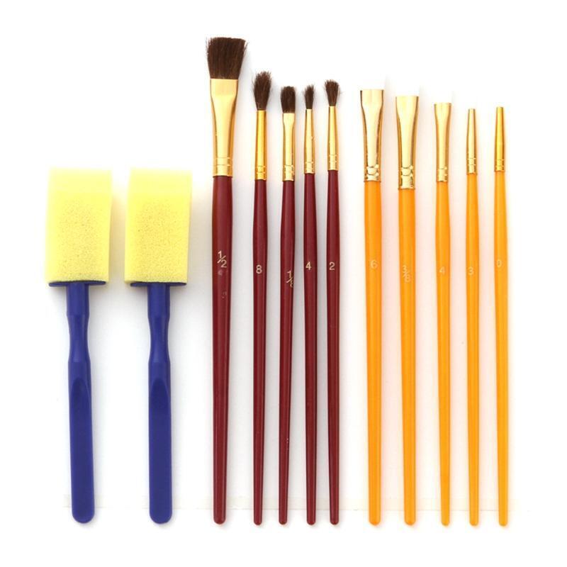 50Pcs Flat Brush Sponge Brush Set Small Medium Large Anti-sheding Nylon Brushes