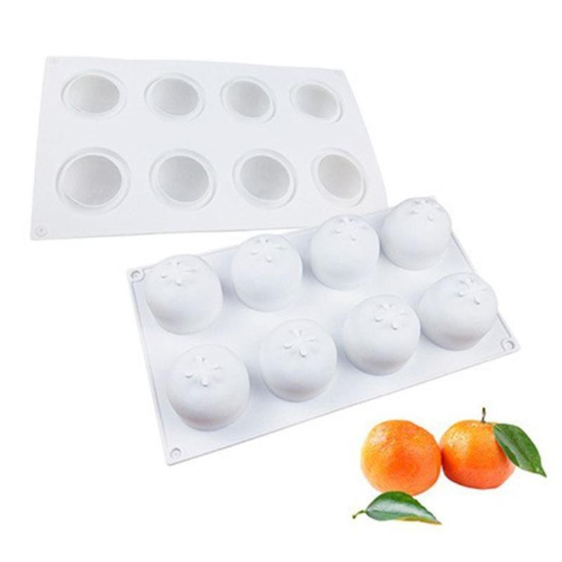 8 Cavity Orange Shape Mousse Cake Baking Molds Non-stick Silicone Chocolate Tray