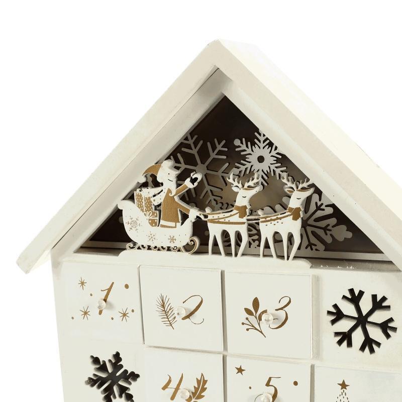 24 Day Advent Calendar Wooden Countdown to Christmas Calendar Deco w/ 24 Drawers