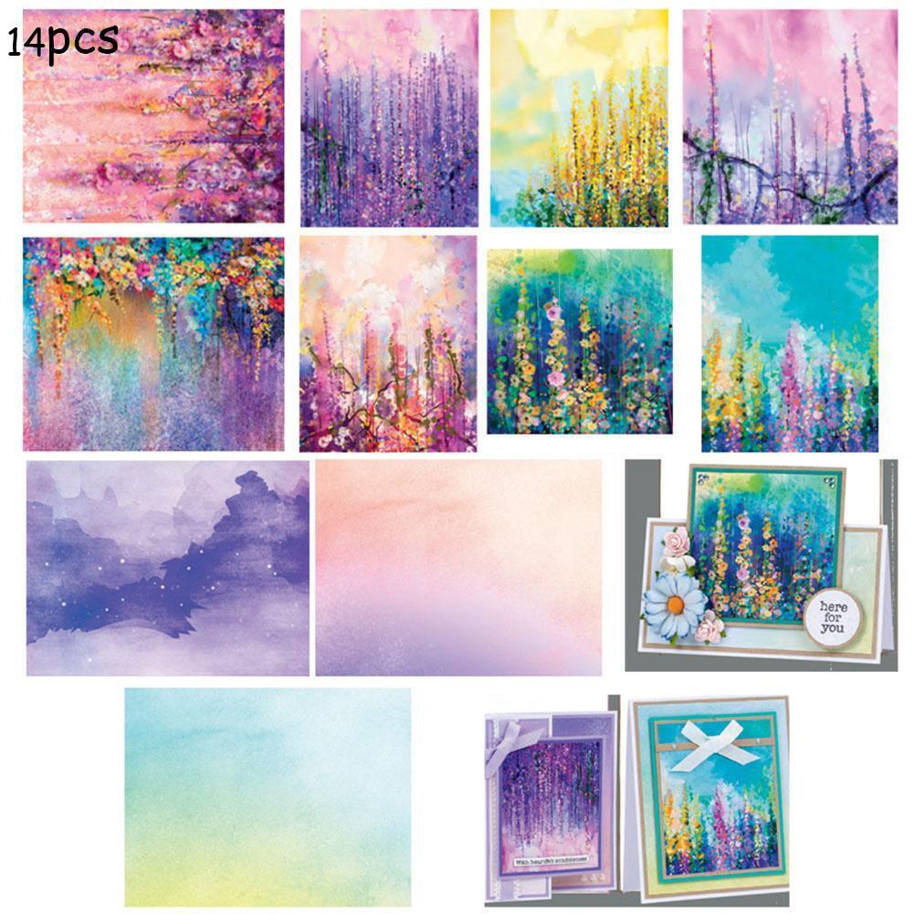 14pcs DIY Background Scrapbooking Photo Album Paper Cards Decorative Crafts