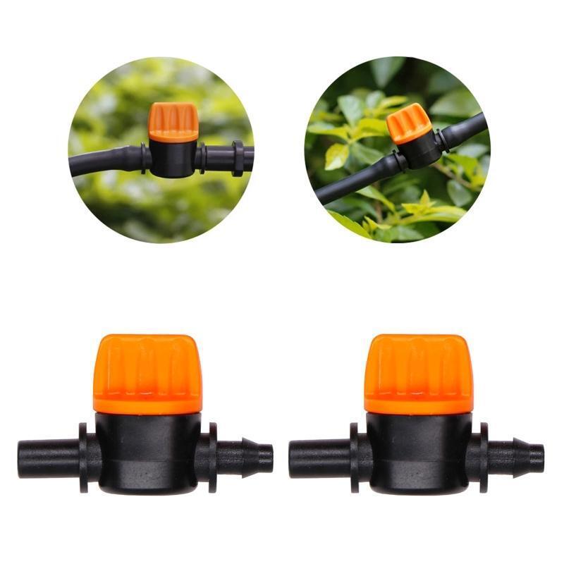 4/7-6MM Barbed + Flat Head Barb Water Valve Water Stop Connector for Garden 10PC