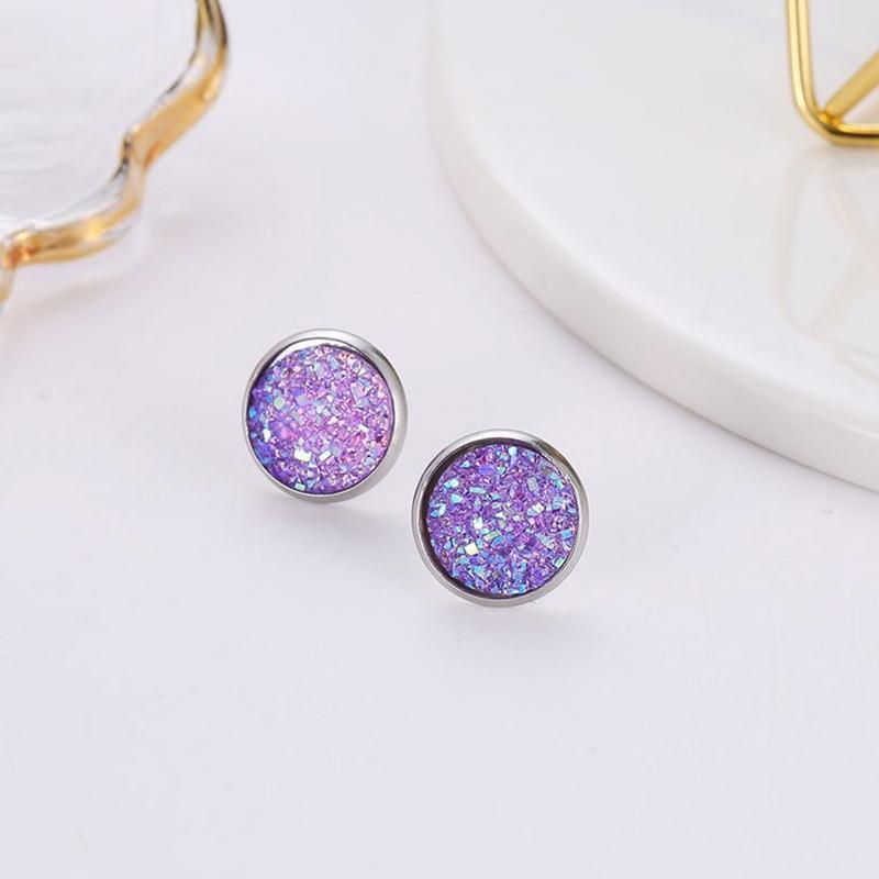 12mm Stainless Steel Time Gem Bottom Bracket Earrings Ear Jewelry Accessories