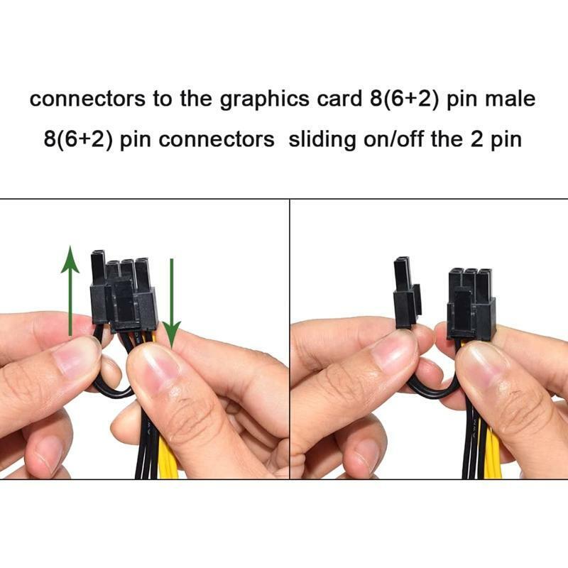 6 Pin to Dual PCIe 8 Pin Extension Cable for Mining Video Card Braided Sleeves