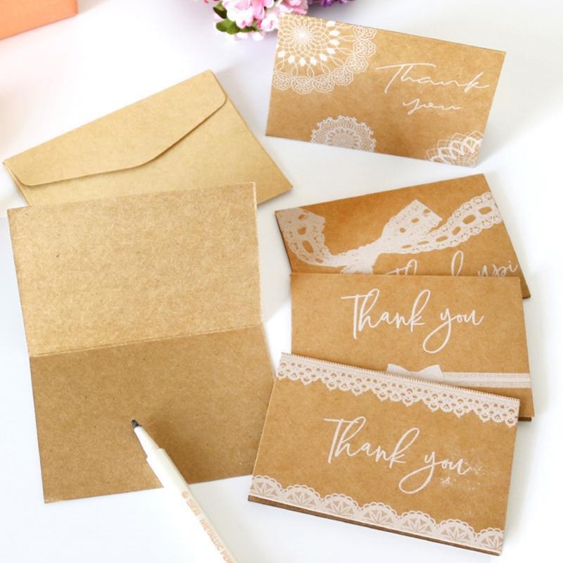 Unique Kraft Thank You Card 4''x6'' Blank for Wedding Bridal Baby Shower 6Pack