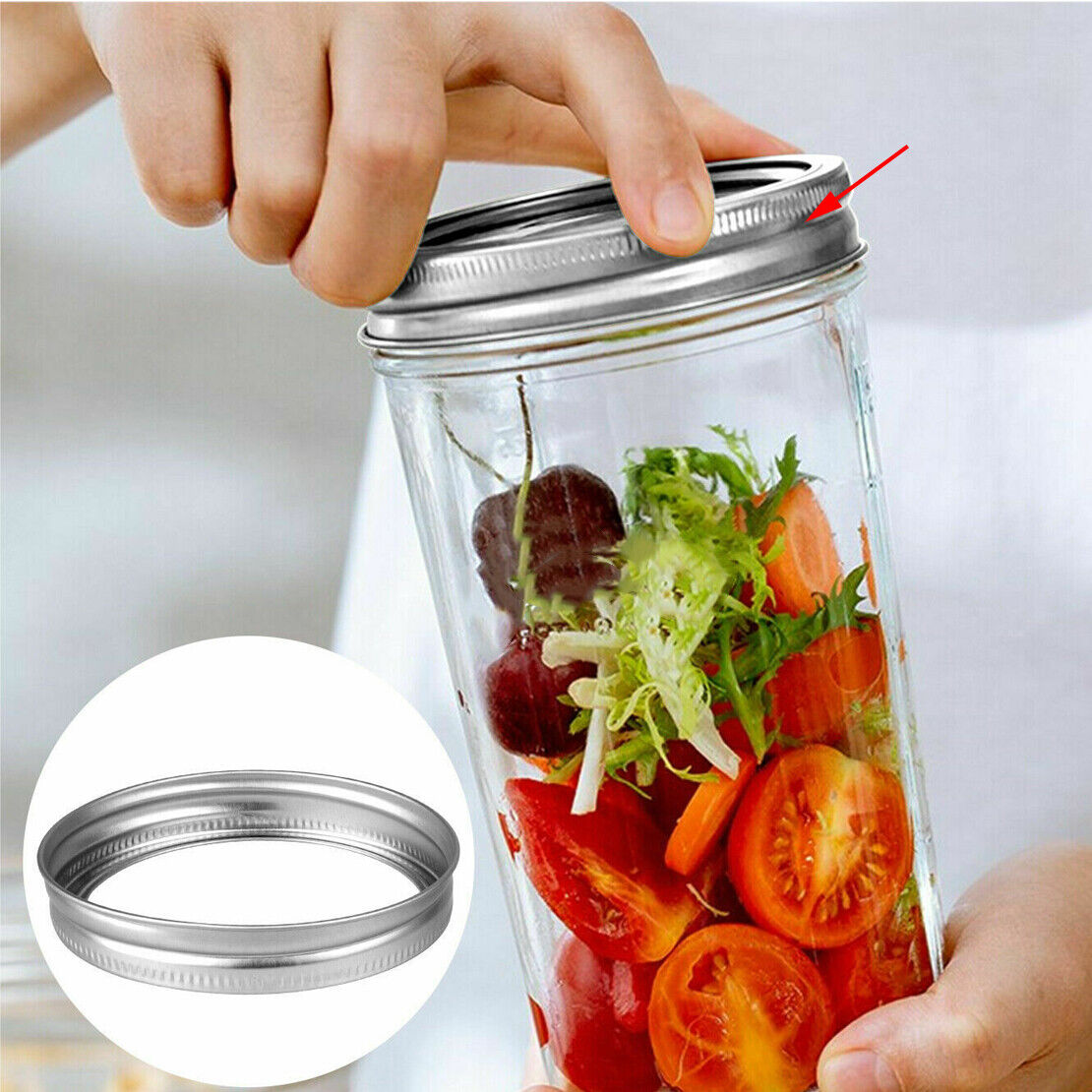 48pcs Canning Bands Wide Mouth Rings Fit for Mason Jar Can 87MM Split Type Tool