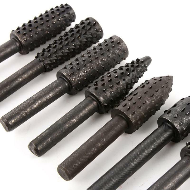 10 Pcs 1/4'' 6mm Shank Wood Rasp Drill Bit Wood Carving Tool Burr Set Durable