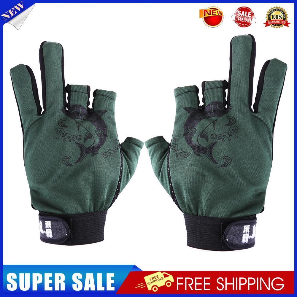 1 Pair Skidproof Half Finger Cycling Fishing Anti-Slip Glove(Green)