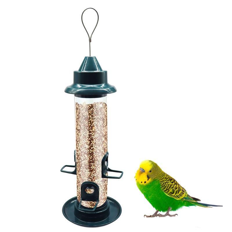 Plastic Bird Feeder Clear Tube with Steel Hanger Great for Attracting Birds