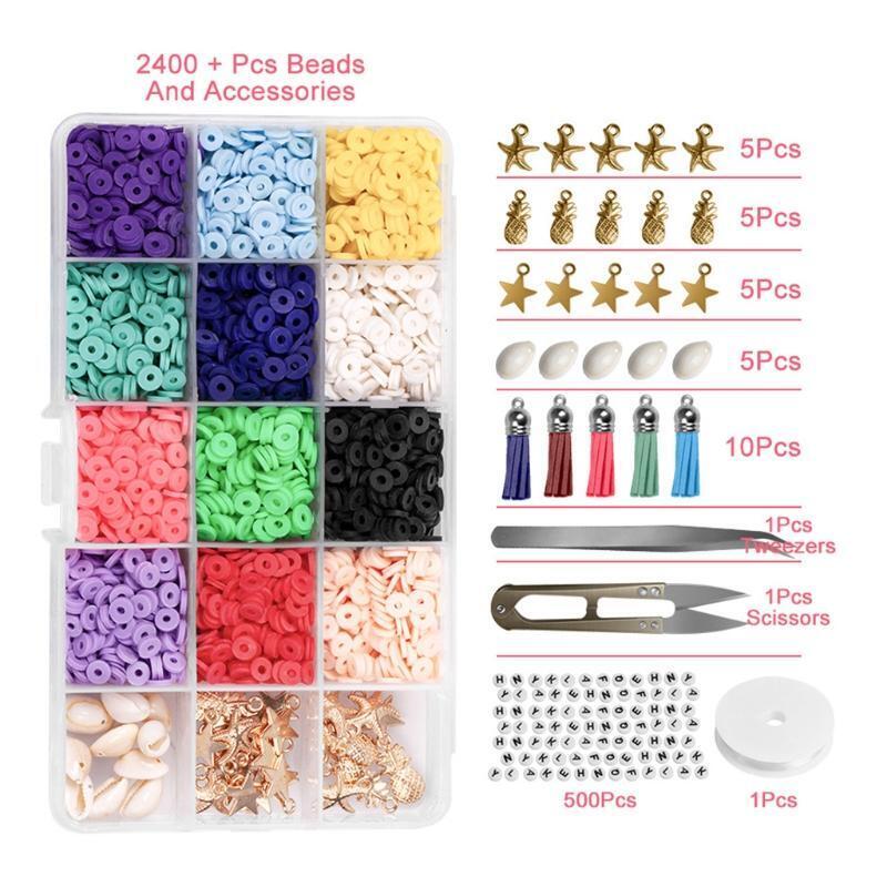 Clay Spacer Beads Bracelets Necklace Earring DIY Craft Kit with Pendant