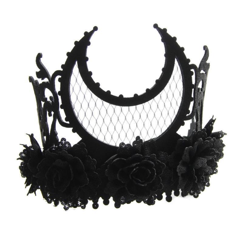 Punk Demon Witch Crown Headdress Black Headband All-match for Street Shooting