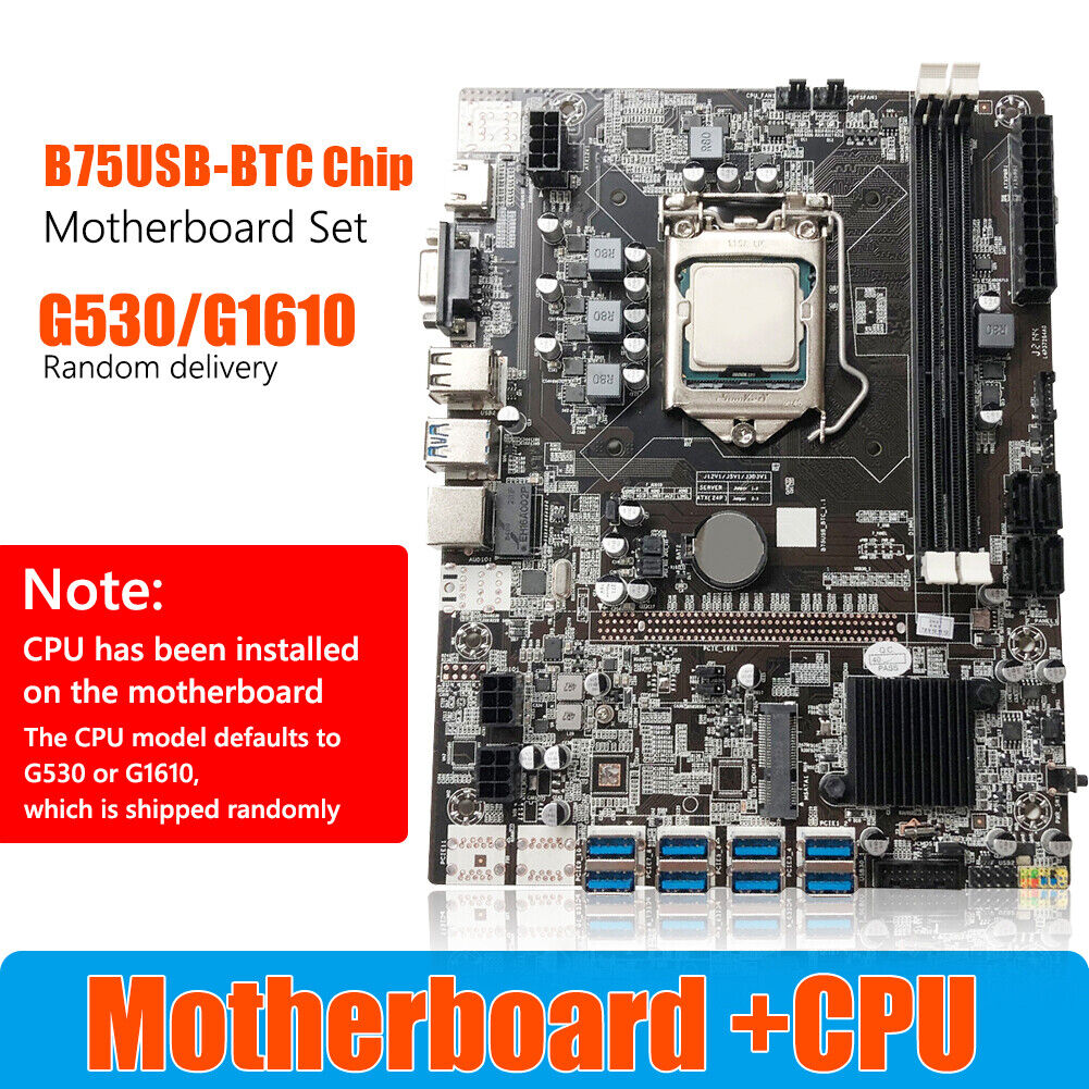 B75USB-BTC B75 Chip Mining Motherboard 8xUSB3.0 to PCI-E with LGA 1155 CPU