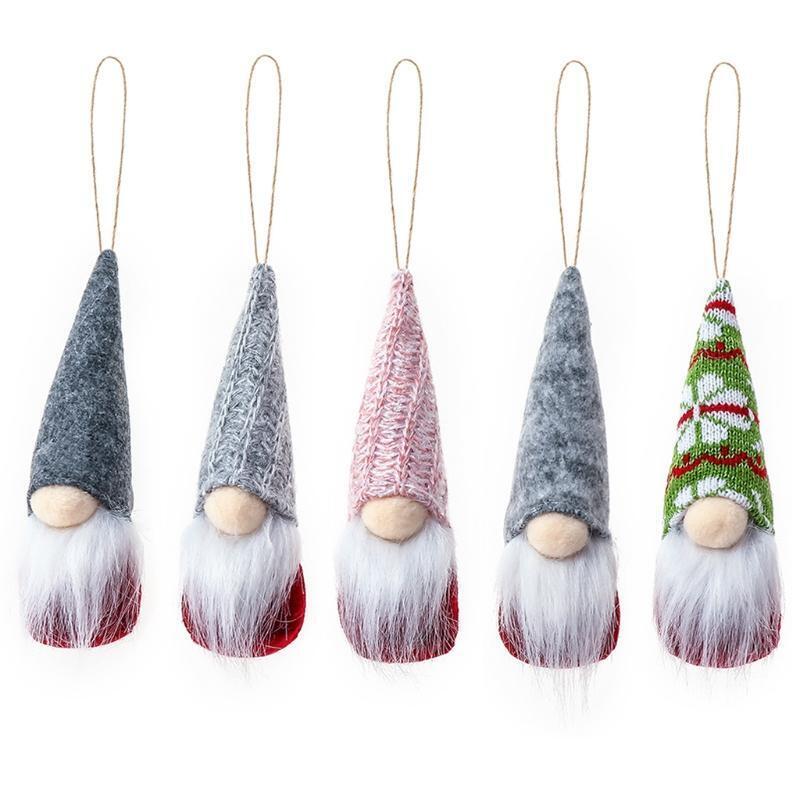 Christmas Tree Hanging Gnomes Ornaments Set of 5 Swedish Handmade Wool Santa Elf