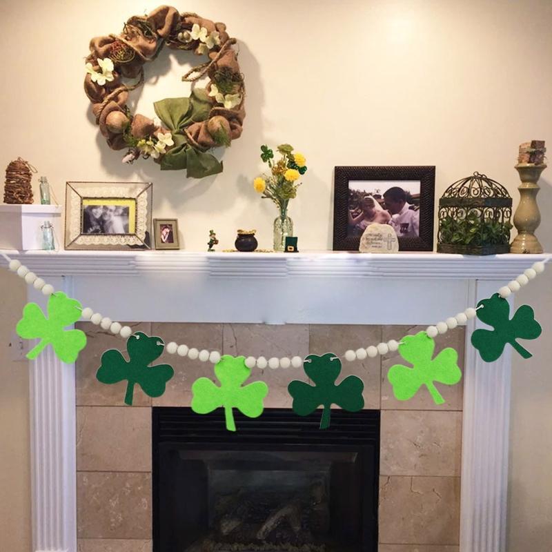 Felt Shamrock Clover Garland Banner Patrick's Day Banner Decorations Bunting