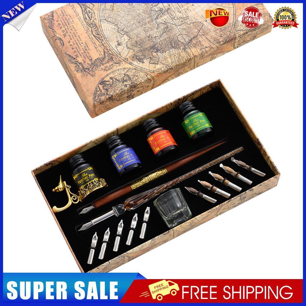 Starry Sky Glass Fountain Dip Pen Stationery Ink Calligraphy Pen (Burning)