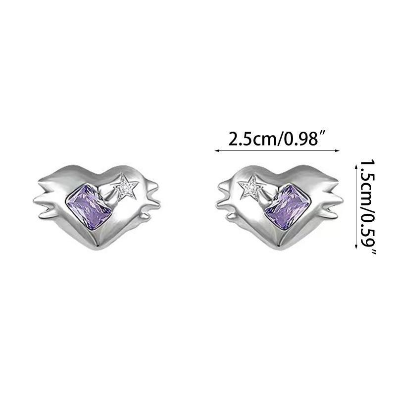 Diamond Inlaid Zircon Ear Studs Simple Popular Earrings Birthday Gift for Women