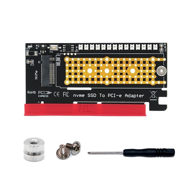 PCIE to M2 Adapter M.2 NVME SSD to PCI Express X4 X8 X16 Riser Card w/ LED Lamp