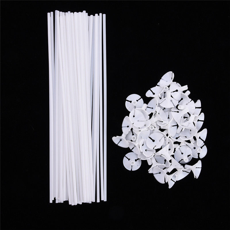 100 Sets Plastic Balloon Holder Sticks & Cups Tray Party Decor Appliance Popular